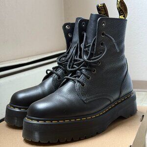Dr. Martens Jadon Boots Black Pisa Leather Platform Size 10